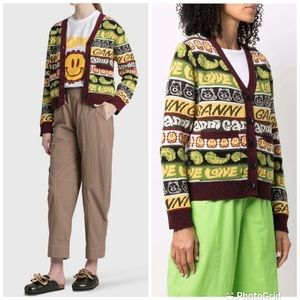 Ganni Multicolor Graphic Cardigan